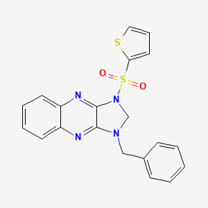 molecular formula C20H16N4O2S2 B2919197 1-benzyl-3-(thiophen-2-ylsulfonyl)-2,3-dihydro-1H-imidazo[4,5-b]quinoxaline CAS No. 845634-67-5