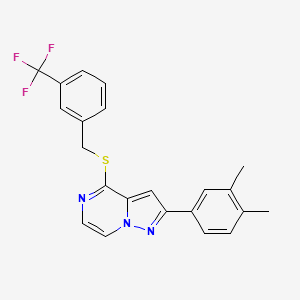2-(3,4-Dimethylphenyl)-4-((3-(trifluoromethyl)benzyl)thio)pyrazolo[1,5-a]pyrazine