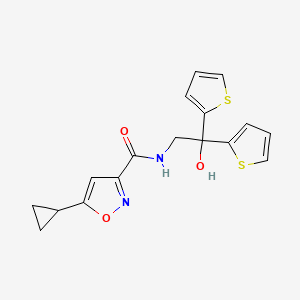 molecular formula C17H16N2O3S2 B2919204 5-cyclopropyl-N-(2-hydroxy-2,2-di(thiophen-2-yl)ethyl)isoxazole-3-carboxamide CAS No. 2034264-90-7