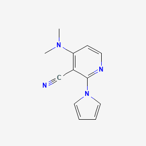 molecular formula C12H12N4 B2919205 4-(dimethylamino)-2-(1H-pyrrol-1-yl)nicotinonitrile CAS No. 303986-30-3