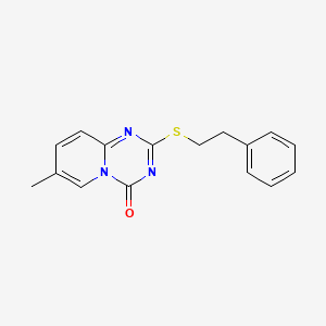 molecular formula C16H15N3OS B2919210 7-甲基-2-(苯乙硫基)-4H-吡啶并[1,2-a][1,3,5]三嗪-4-酮 CAS No. 896325-78-3