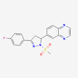 molecular formula C18H15FN4O2S B2919214 6-(3-(4-fluorophenyl)-1-(methylsulfonyl)-4,5-dihydro-1H-pyrazol-5-yl)quinoxaline CAS No. 949876-51-1