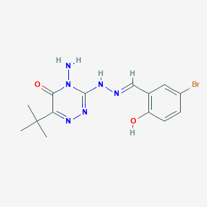 molecular formula C14H17BrN6O2 B2919216 (E)-4-amino-3-(2-(5-bromo-2-hydroxybenzylidene)hydrazinyl)-6-(tert-butyl)-1,2,4-triazin-5(4H)-one CAS No. 539812-95-8