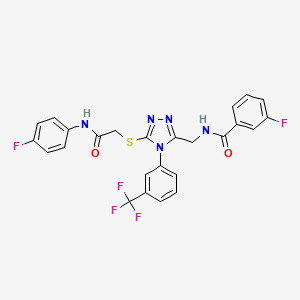 3-fluoro-N-[[5-[2-(4-fluoroanilino)-2-oxoethyl]sulfanyl-4-[3-(trifluoromethyl)phenyl]-1,2,4-triazol-3-yl]methyl]benzamide
