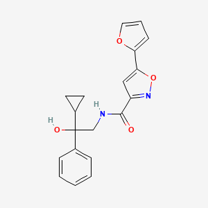 molecular formula C19H18N2O4 B2919231 N-(2-cyclopropyl-2-hydroxy-2-phenylethyl)-5-(furan-2-yl)isoxazole-3-carboxamide CAS No. 1421525-13-4