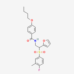 4-butoxy-N-[2-[(4-fluoro-3-methylphenyl)sulfonyl]-2-(2-furyl)ethyl]benzamide