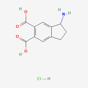 molecular formula C11H12ClNO4 B2919248 1-Amino-2,3-dihydro-1H-indene-5,6-dicarboxylic acid;hydrochloride CAS No. 2248301-35-9