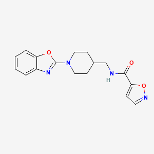 molecular formula C17H18N4O3 B2919251 N-((1-(苯并[d]恶唑-2-基)哌啶-4-基)甲基)异恶唑-5-甲酰胺 CAS No. 1797574-71-0