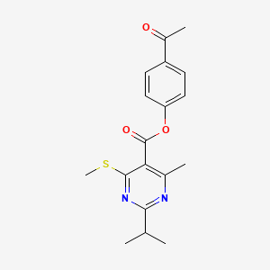 molecular formula C18H20N2O3S B2919255 4-Acetylphenyl 4-methyl-6-(methylsulfanyl)-2-(propan-2-yl)pyrimidine-5-carboxylate CAS No. 1208930-74-8
