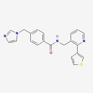 4-((1H-imidazol-1-yl)methyl)-N-((2-(thiophen-3-yl)pyridin-3-yl)methyl)benzamide