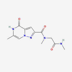 molecular formula C12H15N5O3 B2919276 N,6-dimethyl-N-(2-(methylamino)-2-oxoethyl)-4-oxo-4,5-dihydropyrazolo[1,5-a]pyrazine-2-carboxamide CAS No. 1795435-53-8