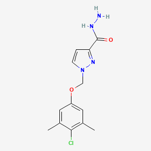 molecular formula C13H15ClN4O2 B2919280 1-((4-Chloro-3,5-dimethylphenoxy)methyl)-1H-pyrazole-3-carbohydrazide CAS No. 1004193-92-3