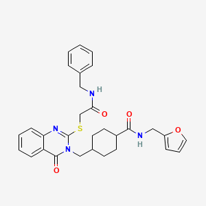 molecular formula C30H32N4O4S B2919282 4-((2-((2-(benzylamino)-2-oxoethyl)thio)-4-oxoquinazolin-3(4H)-yl)methyl)-N-(furan-2-ylmethyl)cyclohexanecarboxamide CAS No. 422292-67-9