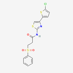 molecular formula C16H13ClN2O3S3 B2919291 3-(benzenesulfonyl)-N-[4-(5-chlorothiophen-2-yl)-1,3-thiazol-2-yl]propanamide CAS No. 868676-02-2