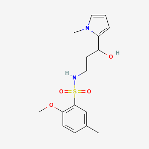 molecular formula C16H22N2O4S B2919292 N-(3-hydroxy-3-(1-methyl-1H-pyrrol-2-yl)propyl)-2-methoxy-5-methylbenzenesulfonamide CAS No. 1798639-55-0