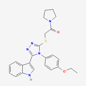 molecular formula C24H25N5O2S B2919294 2-((4-(4-ethoxyphenyl)-5-(1H-indol-3-yl)-4H-1,2,4-triazol-3-yl)thio)-1-(pyrrolidin-1-yl)ethanone CAS No. 790707-83-4