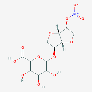 molecular formula C₁₂H₁₇NO₁₂ B029193 6-[[(3S,3aR,6R,6aS)-6-硝氧基-2,3,3a,5,6,6a-六氢呋喃[3,2-b]呋喃-3-基]氧基]-3,4,5-三羟基氧杂环己烷-2-羧酸 CAS No. 32871-20-8