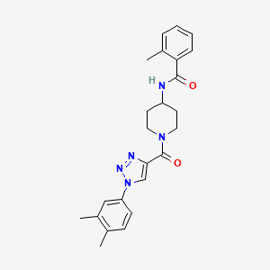 molecular formula C24H27N5O2 B2919303 N-(1-(1-(3,4-二甲苯基)-1H-1,2,3-三唑-4-羰基)哌啶-4-基)-2-甲基苯甲酰胺 CAS No. 1251556-66-7