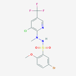 molecular formula C14H12BrClF3N3O3S B2919312 5-bromo-N'-[3-chloro-5-(trifluoromethyl)pyridin-2-yl]-2-methoxy-N'-methylbenzenesulfonohydrazide CAS No. 2059278-13-4