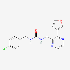 molecular formula C17H15ClN4O2 B2919313 1-(4-Chlorobenzyl)-3-((3-(furan-3-yl)pyrazin-2-yl)methyl)urea CAS No. 2034237-41-5