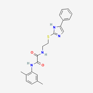 molecular formula C21H22N4O2S B2919320 N1-(2,5-dimethylphenyl)-N2-(2-((4-phenyl-1H-imidazol-2-yl)thio)ethyl)oxalamide CAS No. 897457-08-8