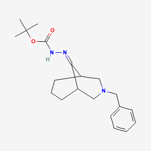 molecular formula C20H29N3O2 B2919325 Tert-butyl N-[(3-benzyl-3-azabicyclo[3.3.1]nonan-9-ylidene)amino]carbamate CAS No. 2193067-11-5