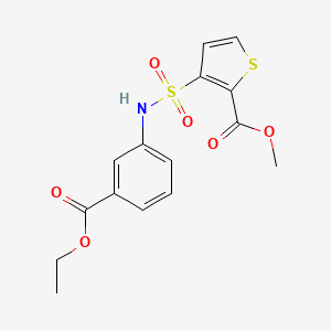molecular formula C15H15NO6S2 B2919326 Methyl 3-({[3-(ethoxycarbonyl)phenyl]amino}sulfonyl)thiophene-2-carboxylate CAS No. 941888-98-8