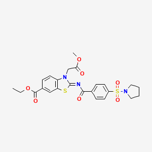 Ethyl 3-(2-methoxy-2-oxoethyl)-2-(4-pyrrolidin-1-ylsulfonylbenzoyl)imino-1,3-benzothiazole-6-carboxylate