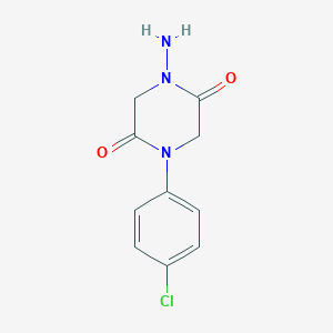 molecular formula C10H10ClN3O2 B291933 1-Amino-4-(4-chlorophenyl)-2,5-piperazinedione 