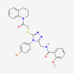 molecular formula C28H26BrN5O3S B2919345 N-((4-(4-bromophenyl)-5-((2-(3,4-dihydroquinolin-1(2H)-yl)-2-oxoethyl)thio)-4H-1,2,4-triazol-3-yl)methyl)-2-methoxybenzamide CAS No. 361481-94-9