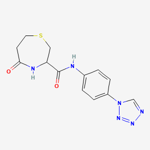 molecular formula C13H14N6O2S B2919347 N-(4-(1H-tetrazol-1-yl)phenyl)-5-oxo-1,4-thiazepane-3-carboxamide CAS No. 1396635-75-8