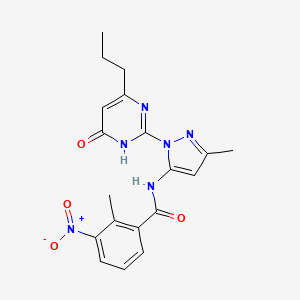 2-methyl-N-(3-methyl-1-(6-oxo-4-propyl-1,6-dihydropyrimidin-2-yl)-1H-pyrazol-5-yl)-3-nitrobenzamide