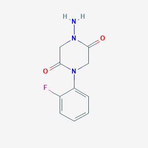 molecular formula C10H10FN3O2 B291935 1-Amino-4-(2-fluorophenyl)-2,5-piperazinedione 