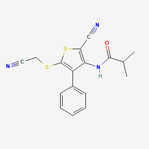 N-{2-cyano-5-[(cyanomethyl)sulfanyl]-4-phenyl-3-thienyl}-2-methylpropanamide