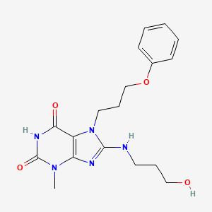 8-((3-hydroxypropyl)amino)-3-methyl-7-(3-phenoxypropyl)-1H-purine-2,6(3H,7H)-dione