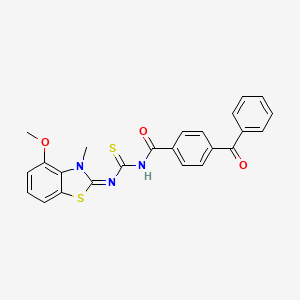 (E)-4-benzoyl-N-((4-methoxy-3-methylbenzo[d]thiazol-2(3H)-ylidene)carbamothioyl)benzamide