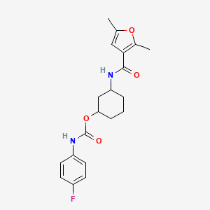 molecular formula C20H23FN2O4 B2919378 3-(2,5-Dimethylfuran-3-carboxamido)cyclohexyl (4-fluorophenyl)carbamate CAS No. 1351612-53-7