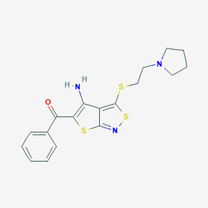 (4-Amino-3-{[2-(1-pyrrolidinyl)ethyl]sulfanyl}thieno[2,3-c]isothiazol-5-yl)(phenyl)methanone