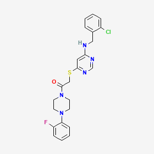 molecular formula C23H23ClFN5OS B2919381 2-((6-((2-氯苄基)氨基)嘧啶-4-基)硫代)-1-(4-(2-氟苯基)哌嗪-1-基)乙酮 CAS No. 1116047-75-6