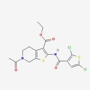 molecular formula C17H16Cl2N2O4S2 B2919387 Ethyl 6-acetyl-2-(2,5-dichlorothiophene-3-carboxamido)-4,5,6,7-tetrahydrothieno[2,3-c]pyridine-3-carboxylate CAS No. 864858-17-3