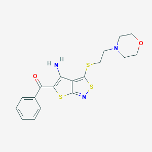 {4-Amino-3-[(2-morpholinoethyl)sulfanyl]thieno[2,3-c]isothiazol-5-yl}(phenyl)methanone