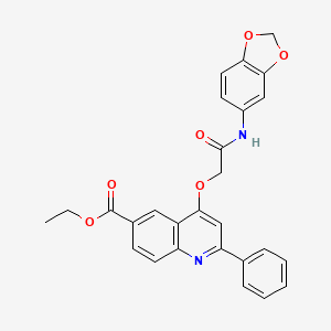 molecular formula C27H22N2O6 B2919394 Ethyl 4-[2-(1,3-benzodioxol-5-ylamino)-2-oxoethoxy]-2-phenylquinoline-6-carboxylate CAS No. 1114648-18-8