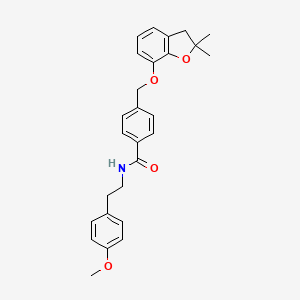 molecular formula C27H29NO4 B2919411 4-(((2,2-dimethyl-2,3-dihydrobenzofuran-7-yl)oxy)methyl)-N-(4-methoxyphenethyl)benzamide CAS No. 941899-49-6
