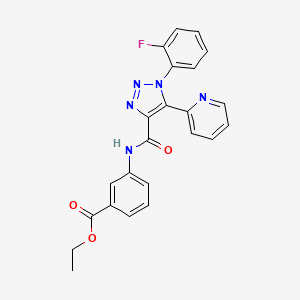 molecular formula C23H18FN5O3 B2919412 ethyl 3-({[1-(2-fluorophenyl)-5-pyridin-2-yl-1H-1,2,3-triazol-4-yl]carbonyl}amino)benzoate CAS No. 1396854-76-4