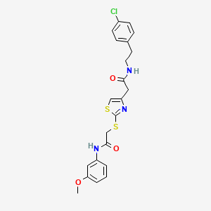 molecular formula C22H22ClN3O3S2 B2919415 N-(4-chlorophenethyl)-2-(2-((2-((3-methoxyphenyl)amino)-2-oxoethyl)thio)thiazol-4-yl)acetamide CAS No. 941961-84-8