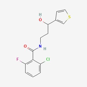 molecular formula C14H13ClFNO2S B2919417 2-氯-6-氟-N-(3-羟基-3-(噻吩-3-基)丙基)苯甲酰胺 CAS No. 2034465-63-7