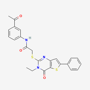 molecular formula C24H21N3O3S2 B2919419 N-(3-acetylphenyl)-2-((3-ethyl-4-oxo-6-phenyl-3,4-dihydrothieno[3,2-d]pyrimidin-2-yl)thio)acetamide CAS No. 1189725-86-7