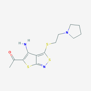 1-[4-Amino-3-[2-(1-pyrrolidinyl)ethylthio]-5-thieno[2,3-c]isothiazolyl]ethanone