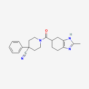 molecular formula C21H24N4O B2919424 1-(2-methyl-4,5,6,7-tetrahydro-1H-benzo[d]imidazole-5-carbonyl)-4-phenylpiperidine-4-carbonitrile CAS No. 2034444-68-1