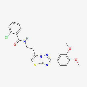molecular formula C21H19ClN4O3S B2919429 2-chloro-N-(2-(2-(3,4-dimethoxyphenyl)thiazolo[3,2-b][1,2,4]triazol-6-yl)ethyl)benzamide CAS No. 894043-85-7